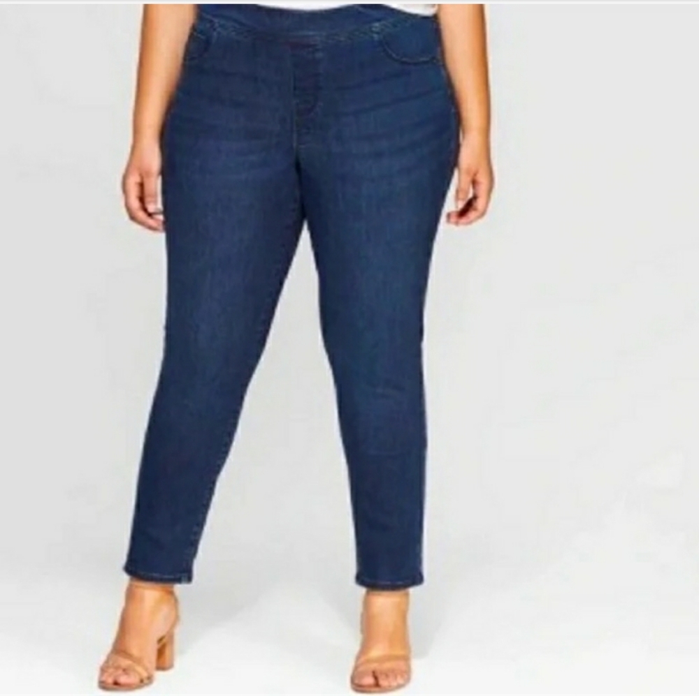 AVA & VIV Dark Wash Pull On Jeggings NWT!